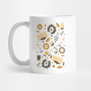 Floral Folk Art in Mustard Yellow Mug